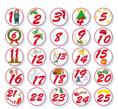 Advent Countdown Rings Directions: 1. Cut out the pattern below. 2. Trace onto red and green construction paper or any paper you choose. 3. Cut the rings out. 4.