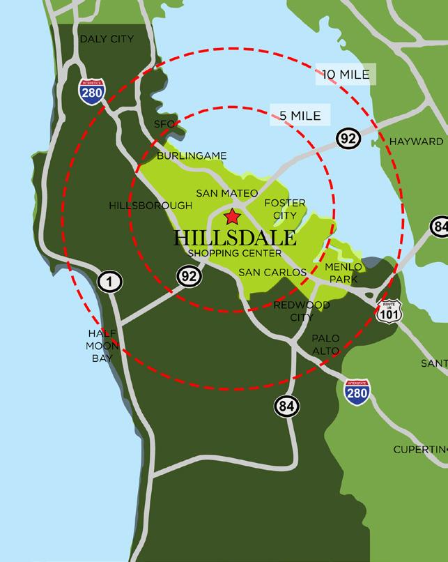 Hillsdale Shopping Center attracts over 8 million affluent and fashion-conscious shoppers annually.