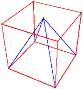 13. A regular sqaure pyramid is placed in a cube so that the base of the pyramid and the base of the cube coincide.