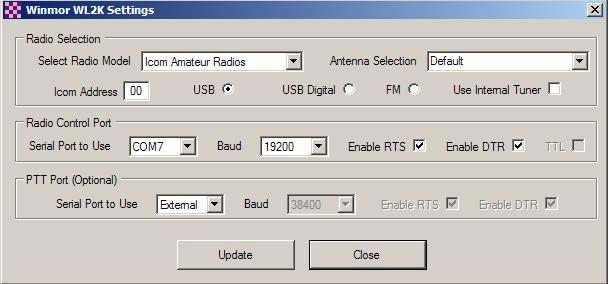 Next, click Setup on the session control screen and select Radio Setup from the drop-down menu to display the radio setup screen: Open the Select Radio Model list and select the entry that is closest