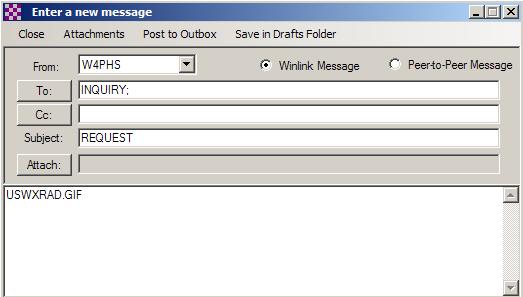 Requesting Weather Maps, Forecasts, and Other Information In addition to sending/receiving regular e-mails, you can send specially formatted messages to the Winlink system to request weather maps,