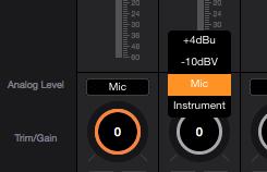 To the right of Analog Level, click the box in the desired input channel to select your input source.