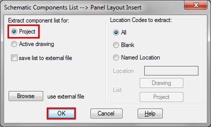 in the " footprint_lookup.mdb" database. After clicking on the tool the Schematic Component List dialog box will open.