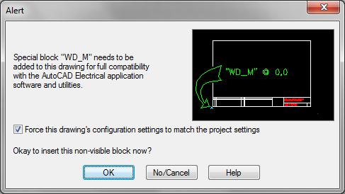 the drawing you will be prompted to insert the WD_M block after clicking an AutoCAD