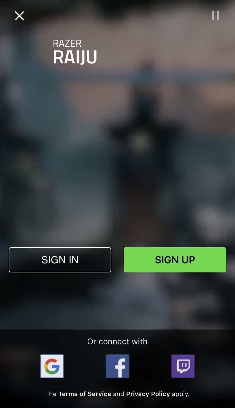 3. Sign in using your Razer ID or sign up for an account, by tapping the account icon ( ).