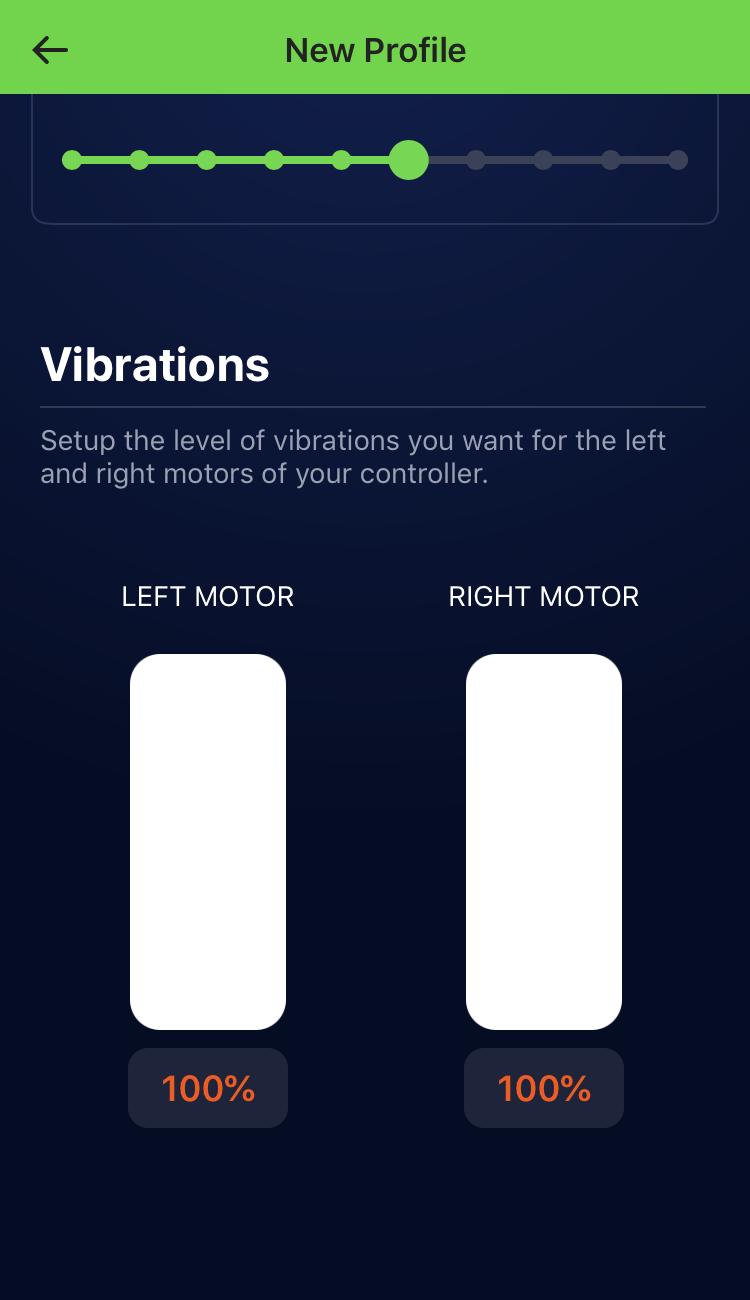7. The Vibrations section allows you to set the intensity