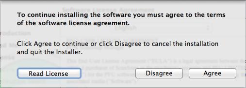 a The [Software License Agreement] screen appears. 7. Read "END-USER LICENSE AGREEMENT", and click the [Continue] button.