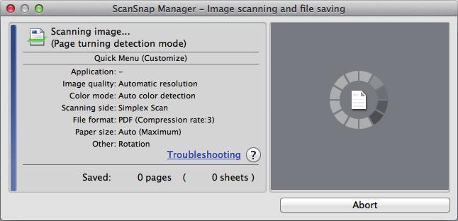 Scanning Documents Using Page Turning Detection 7. Open the page of a book you want to scan and place the book in the scan area of the ScanSnap.