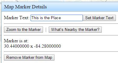 Map Marker Properties. Click the Map Marker tool when the Map Marker is on the map to open the Map Marker Properties Dialog.