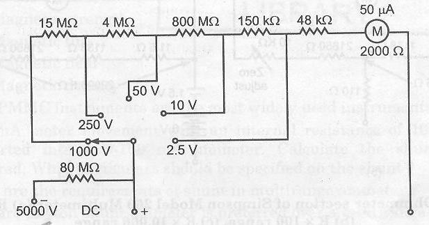 Power supply is not required. DC Voltmeter Section -- 1M DC Ammeter Section 1M c) How much delay is caused by delay line in CRO? Draw practical delay line circuit.