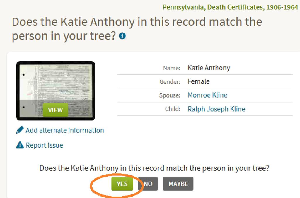 Ancestry will give you a little bit more information about the record and ask if you still think this matches your ancestor.