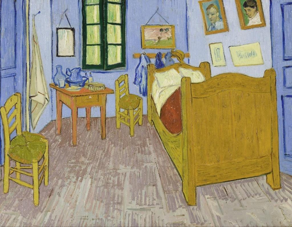 Vincent Van Gogh, Bedroom in Arles (first version), 1888. Oil on canvas. Upon first glance, this painting may just appear to describe a bedroom.