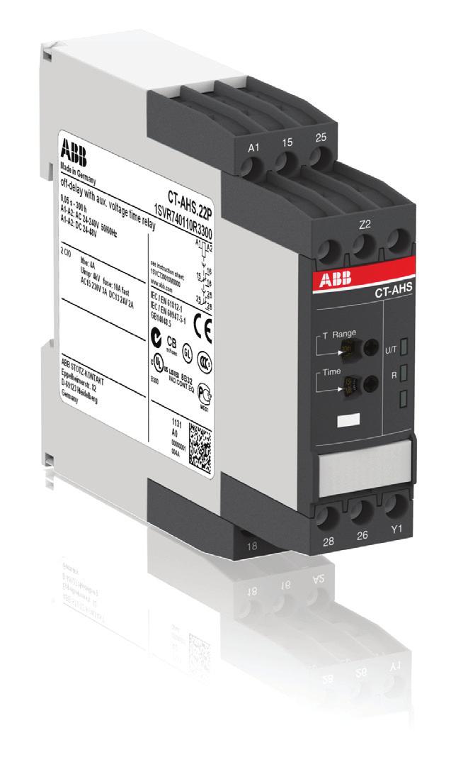 Data sheet Electronic timer CT-AHS.22 OFF-delayed with 2 c/o (SPDT) contacts The CT-AHS.22 is an electronic timer from the CT-S range with OFF-delay and 10 time ranges.