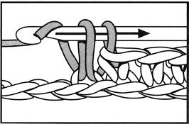 SINGLE CROCHET (abbreviated sc) Insert hook in stitch or space indicated, YO and pull up a loop, YO and draw through both loops on hook (Fig. 5). Fig. 5 Fig.