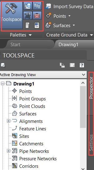 Show Toolspace & tabs Bringing back
