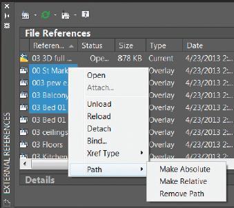 XREF Enhancements Change the XREF type or path for multiple selected xrefs simultaneously from the rightclick
