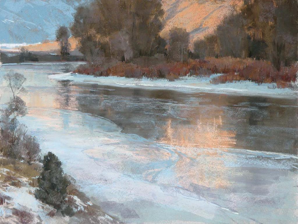 Jennifer L. Hoffman, The Shortest Day of the Year, pastel on mounted paper, 18 x 24" The Gallery Says.