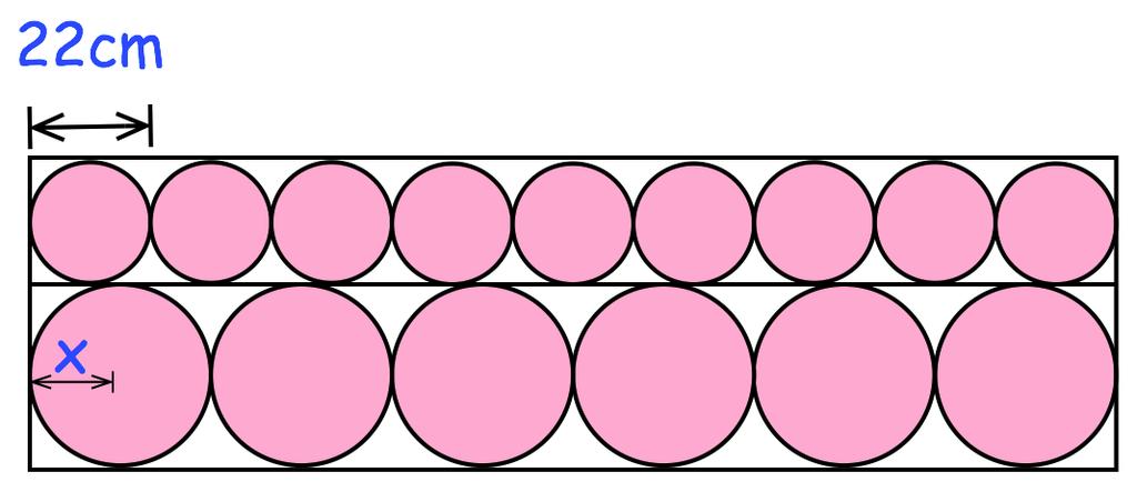 circles and large circles fit exactly inside this rectangle.