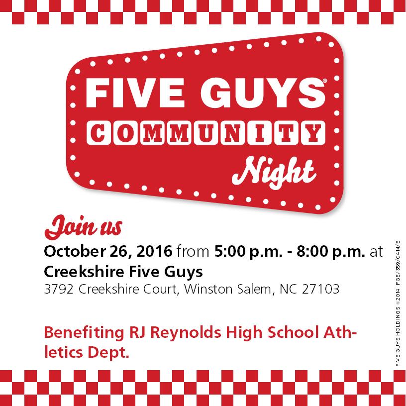 Fundraiser for RJR Athletics @ Five Guys! October 19 National Honor Society Induction October 22 ACT Test Date Week of October 24 28 Winter Sports Wristband Distribution (tryouts begin Oct.