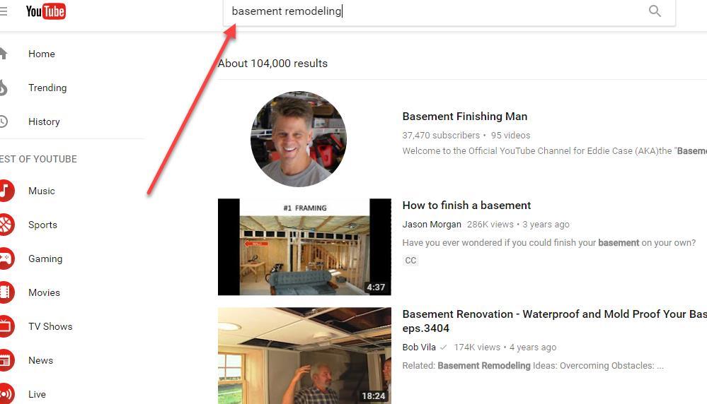 Tool #3: YouTube Demand Driven Business Resource YouTube can be another amazing resource. In the Basement Remodeling niche, there are many excellent videos.