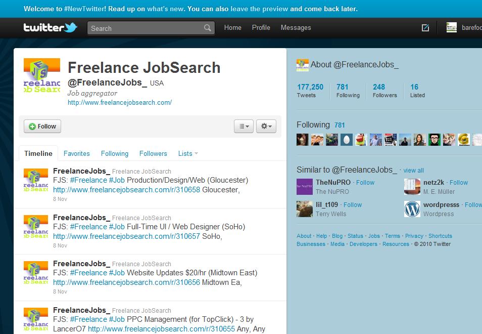 Below, you will see a sample screen from a job board and get an idea of what their Twitter scroll looks like: Another Resource in a Similar Vein I'd like to bring up another stray source that can be
