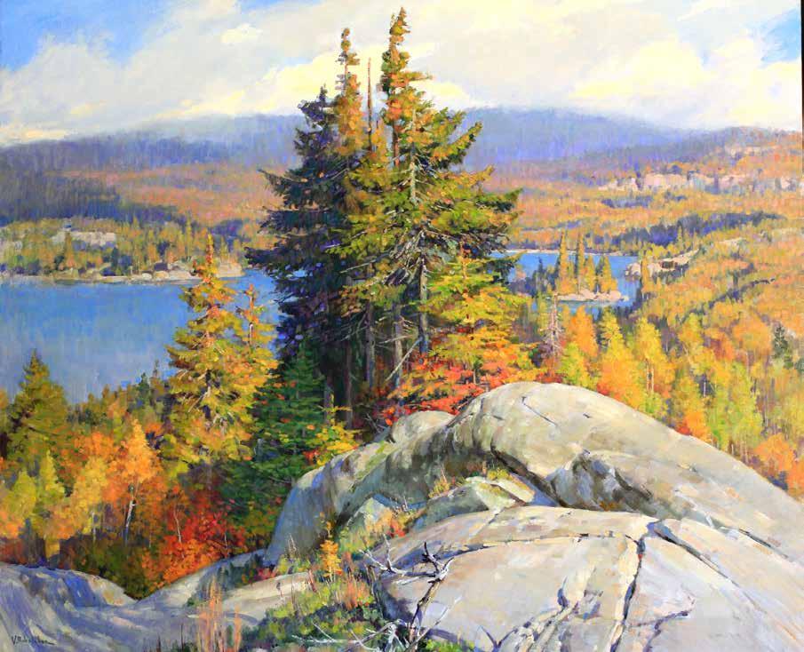 previous spread left, Where is the Waving Woods, oil on canvas, 60" x 40" previous spread right, Light and Shadow, oil on canvas, 60" x 50" above, Overlooking Lake, oil on canvas, 40" x 48" right,