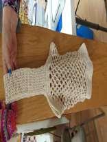 MATERIALS: Knit:3 skeins cotton yarn (Lily Sugar and Cream or Bernat Handicrafter) Size 8 circular knitting needles, 16"or 24" diameter Size 13 circular knitting needles, 16" or 24" diameter