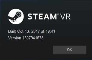 3. Configure SteamVR for an optimal Omniverse experience 1. Verify that you have the latest Steam VR version: i. Go to SteamVR->Help->About SteamVR.