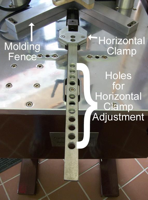 To correctly set this clamp, determine which hole holds the clamp closest to the frame molding.