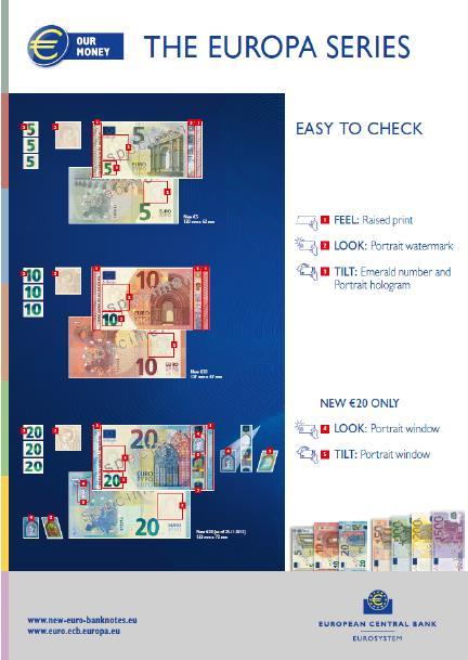 1. Rubric Security features of the new 20 banknote - Information campaign Train the trainers material, ECB seminar and numerous train-the-trainee programmes www.ecb.europa.