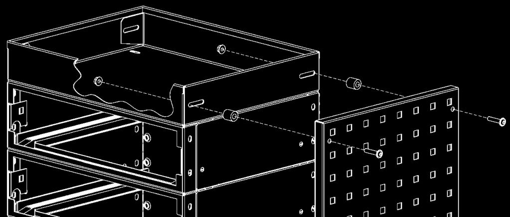 - Suspended drawers must be bolted in the top shelf. - Every drawer must be bolted to each other.