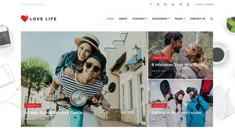 9 Love Life - Responsive Personal Blog WordPress Theme Mobile-first or