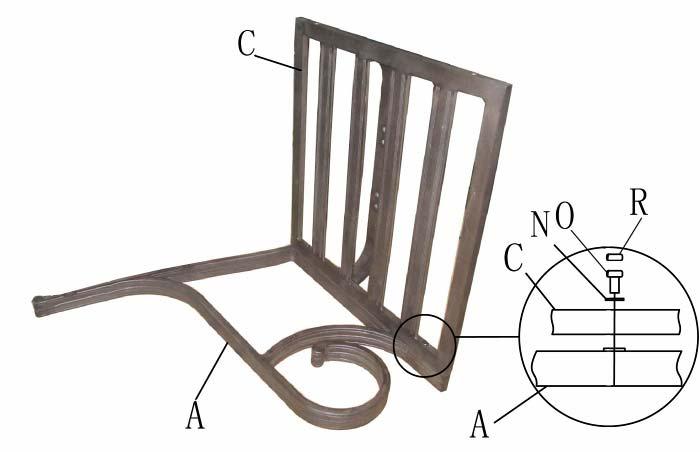 See figure 2 Figure 2 Step 3: Place the chair seat (C) with assembled arms and back upside down on a flat surface.