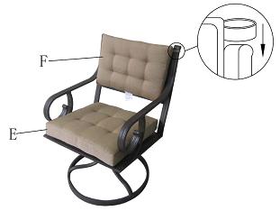 See figure Figure Step 5: Place seat cushion (E) and back cushion (F)