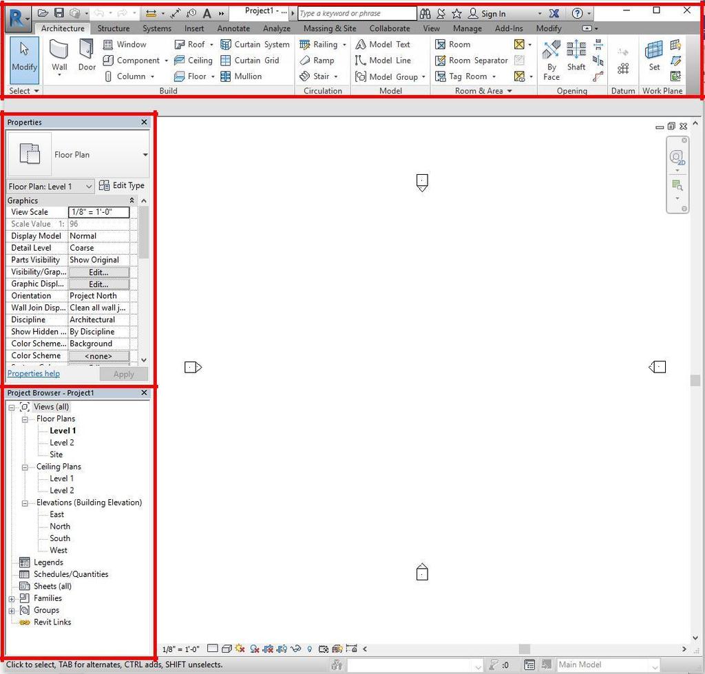 3 1. Introduction Open Revit. Under the home page, there is a column on the left side labeled Projects. Select Architectural Template. Each template is for a different type of design.