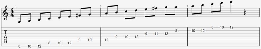 EXERCISE 4 SCALES Practicing scales may not be fun, but it will help you develop your skills on your guitar. It will also help you feel comfortable with the new strings and positions.
