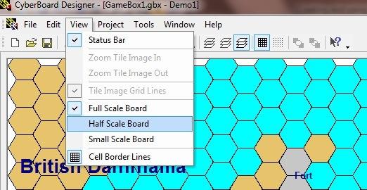 and the Half Scale Board option on the drop-down