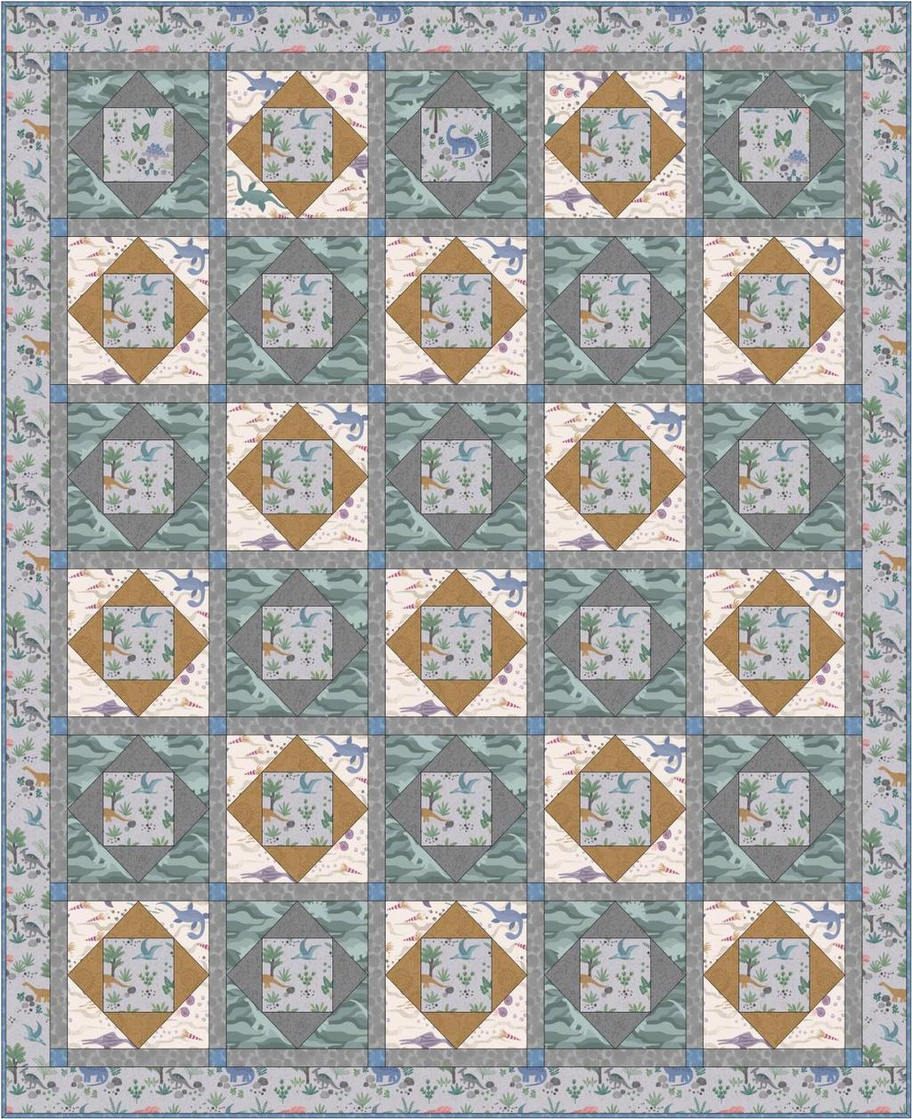Kimmeridge Bay Quilt Designed and made by Sally Ablett Quilt Size: 51 x 60 Block Size: 8½ x 8½ DESIGN 2 (Main Diagram) FABRIC REQUIREMENTS (Kimmeridge Bay Collection) Fabric 1: ⅝yd - 70cm - A301.