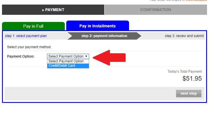 12. Click the payment plan you would like to follow.