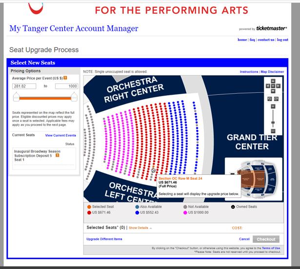 7. Once you have clicked on your chosen section, you will zoom in to available seats. Any seat that is NOT grey is available for you to select.