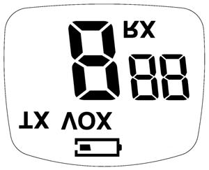Low Battery level Indicator VOX Icon Transmit (TX) Icon Channel Indicator