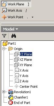 Work Plane on the YZ Plane In order to place a Work Plane on the YZ plane and tangent to the circumference of the
