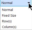 Fixed Size: Specify the dimensions of the width and height or the rows or columns only.