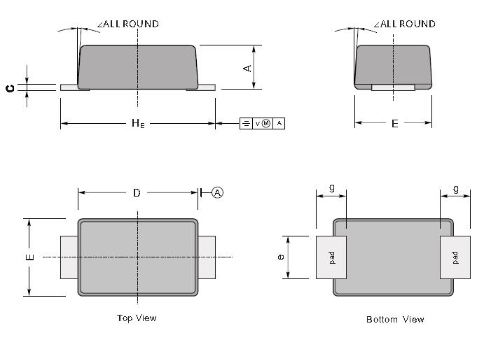 Product dimension (SMAF) The recommended mounting pad size.6 (63) 