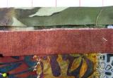 For optional flange: place folded contrast strips along edge of placemat. First sides, then top and bottom.