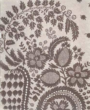 A photogram of lace made by Fox Talbot in the 1840s.
