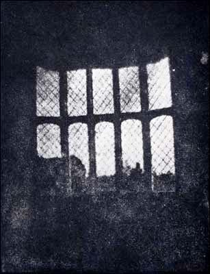 Fox Talbot - The Latticed Window at Lacock Abbey, 1835. This is a print taken later from the earliest surviving negative.