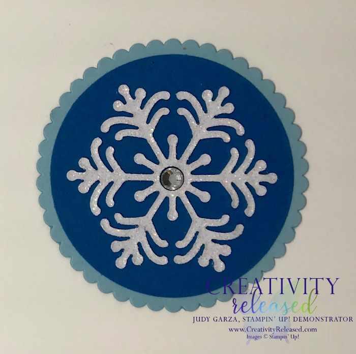 January Die cut snowflake with Blizzard Thinlits from Sparkle glimmer paper.