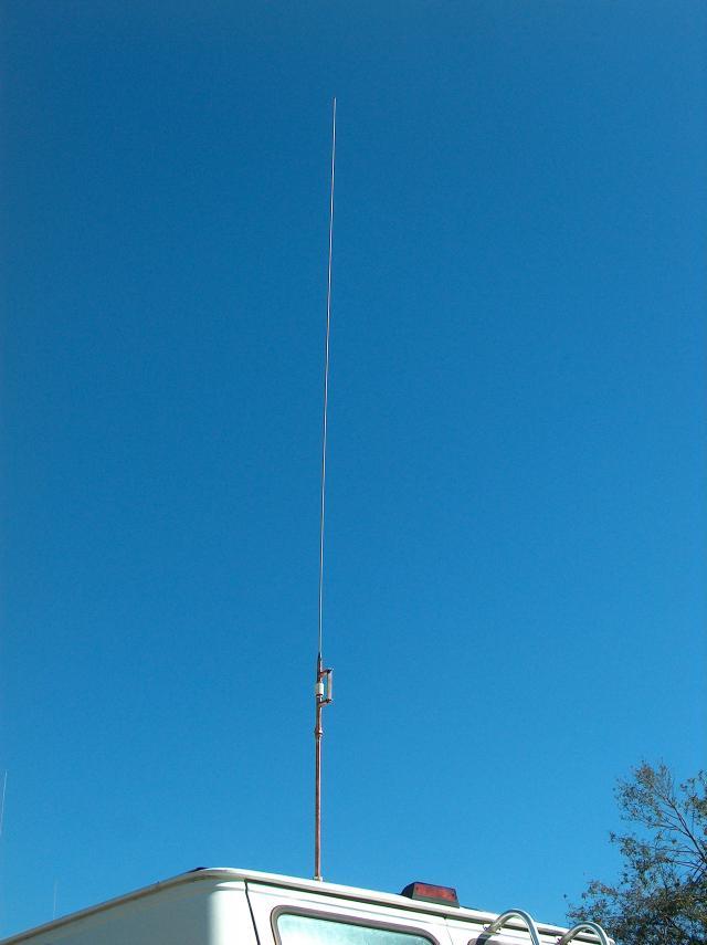 Much taller than the average Ham mobile antenna, this tree branch snapper tops out at 17 feet, 10 inches above the road. The antenna itself is 3.