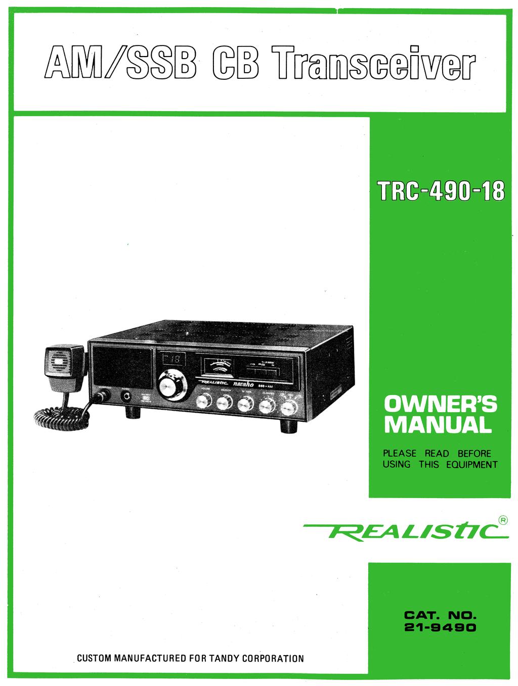 D EMTtEmawaT TRC-490-18 OWNER' MANU PLEASE READ BEFORE USING THIS